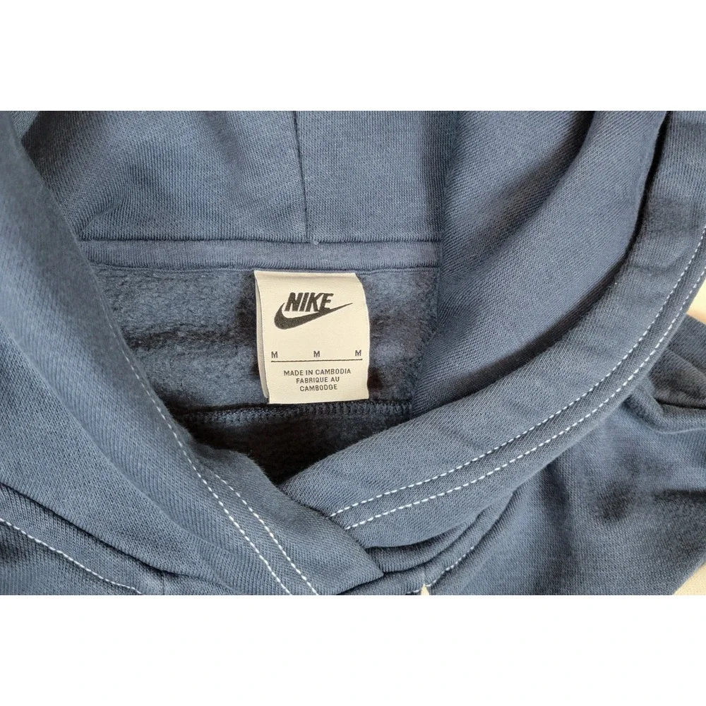 Nike Swoosh Double Logo Hoodie Womens Blue White Contrast Stitch DR6199-437 M